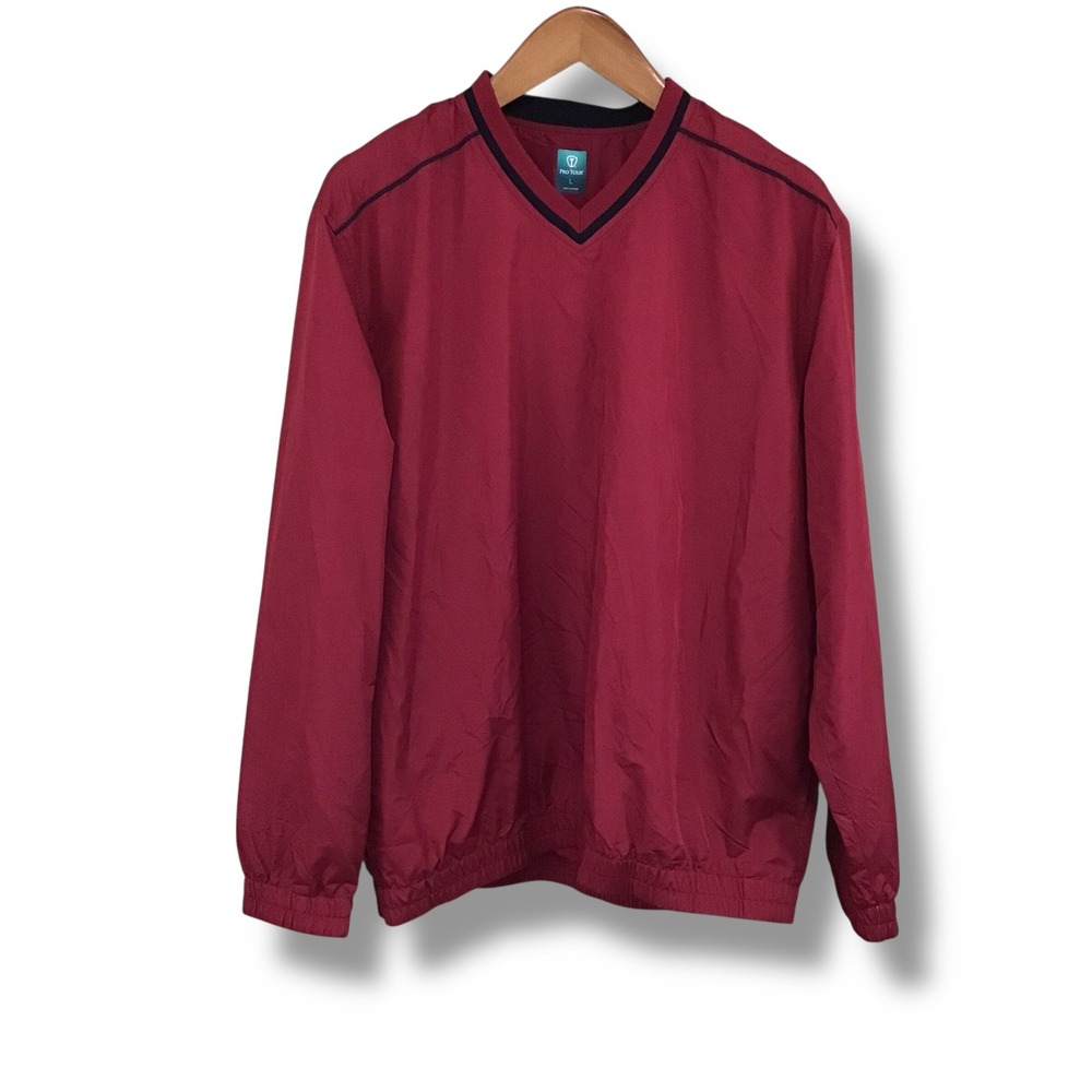 Pro Tour Weatherplay Mens Golf Windshirt Red V-Neck Pullover‎ Large NEW